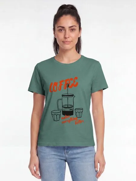 watapparel watapparel T-Shirt Frauen Coffee makes everything better, Green bay, – Produktbild 2 von 2