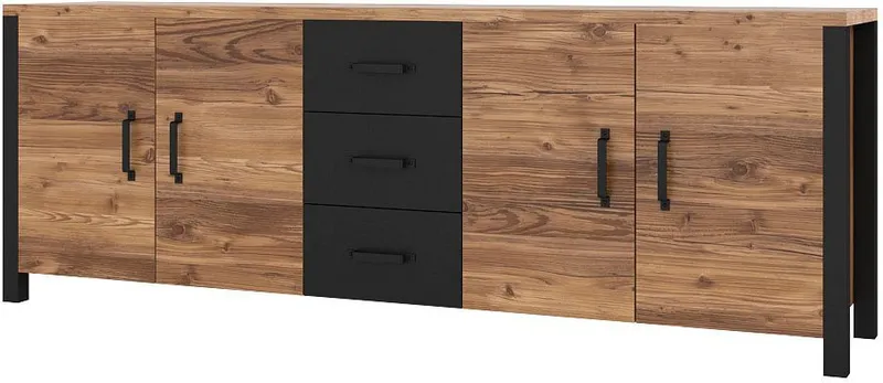 Home affaire Sideboard Olin, Breite 220cm, Beige|schwarz, – Produktbild 2 von 5