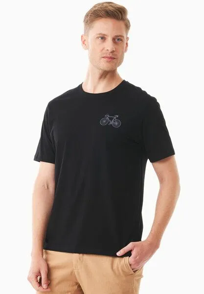 ORGANICATION ORGANICATION T-Shirt aus Bio-Baumwolle mit Fahrrad-Print, Black, – Produktbild 4 von 4
