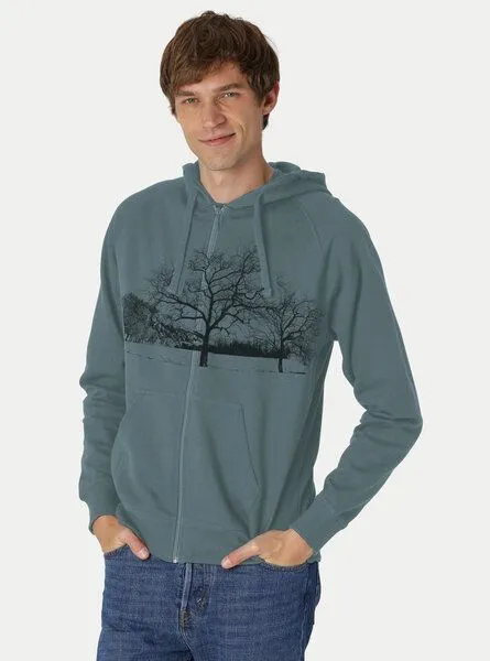 Peaces.bio - handbedruckte Biomode Peaces.bio - handbedruckte Biomode Zip-Hoodie Landscape Herren, Petrol, – Produktbild 2 von 2