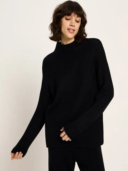 LANIUS LANIUS Rippen Pullover aus Bio-Merinowolle, Black, – Produktbild 3 von 4