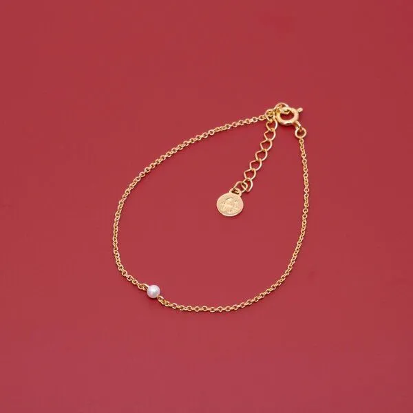 fejn jewelry fejn jewelry Armband 'single pearl', Gold, – Produktbild 1 von 2