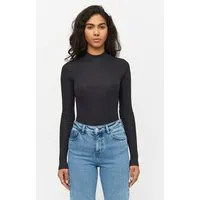 KnowledgeCotton Apparel KnowledgeCotton Apparel Langarmshirt - Rib high neck long sleeved - aus Bio-Baumwolle, Schwarz (black jet), – Produktbild 2 von 5