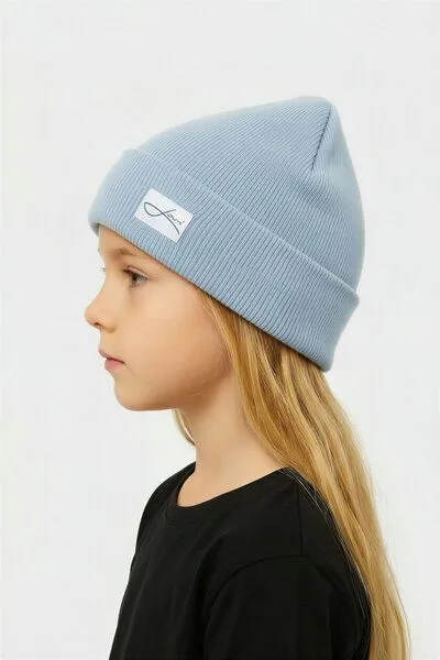 Lou-i Lou-i Kindermütze mit Umschlag Merinowolle Beanie, Hellblau, – Produktbild 3 von 3