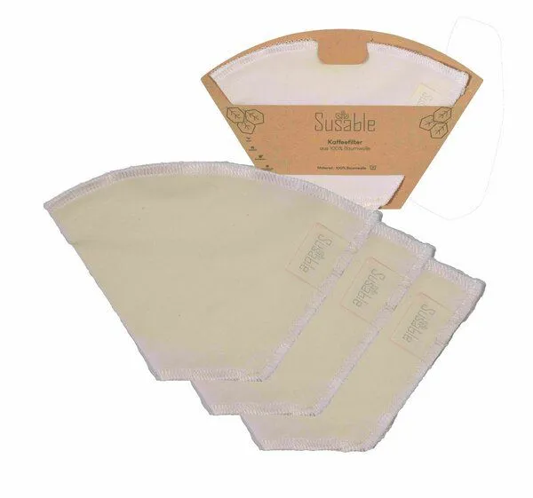 Susable Susable Wiederverwendbares Kaffeefilter-Set aus 100% Bio-Baumwolle #4- 3er Pack – Produktbild 2 von 4