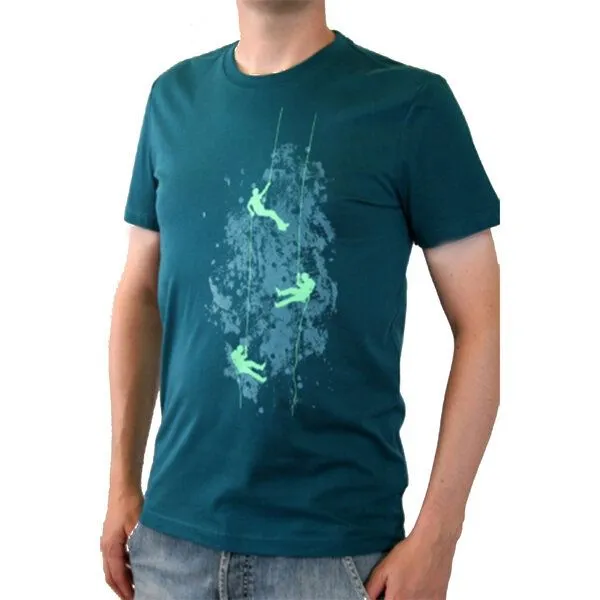 Spangeltangel Spangeltangel Herrenshirt "Kletterer", bedruckt, Herren, Siebdruck, sportlich, Blau, – Produktbild 1 von 3