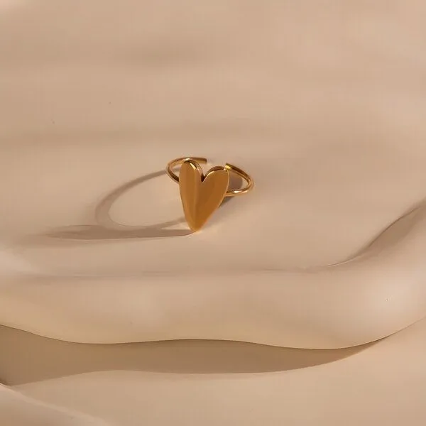 ELEKTROPULLI Größenverstellbarer HERZ Ring ca. 18 x 15mm von Elektropulli, Gold, – Produktbild 4 von 4