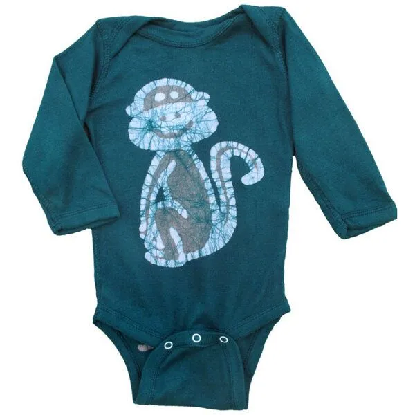 Global Mamas Global Mamas Baby Body - Affe - Bio Baumwolle - Grün - Langarm – Produktbild 1 von 2