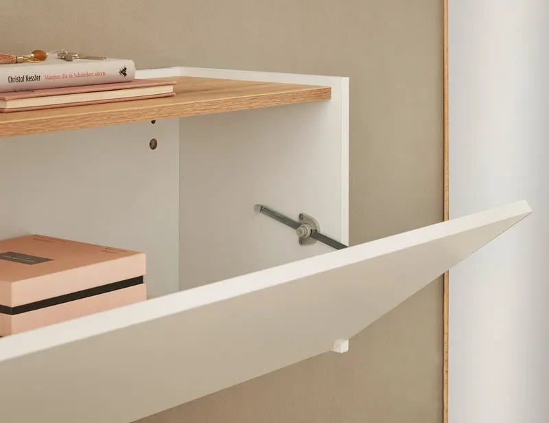 Furn.Design Hängeschrank Center (in weiß und Wotan Eiche, 100 x 35 cm) Flurschrank hängend, Weiß, – Produktbild 4 von 5