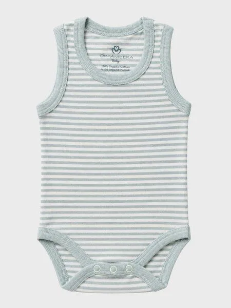 OrganicEra OrganicEra Bio-Ärmellose Babybodys für Neugeborene, 2er-Set, Aqua melange (grün), – Produktbild 2 von 3