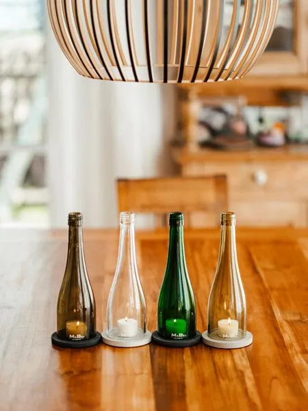 MaBe MaBe Wein Windlicht passend für jeden Tisch, Sideboard, Tresen - egal ob innen oder außen, Petrol, – Produktbild 2 von 4