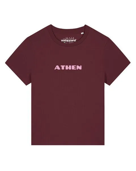 watapparel watapparel T-Shirt Frauen Athen Flora, Burgundy, – Produktbild 1 von 3