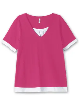 sheego 2-in-1-Shirt fuchsia-weiß – Produktbild 1 von 1