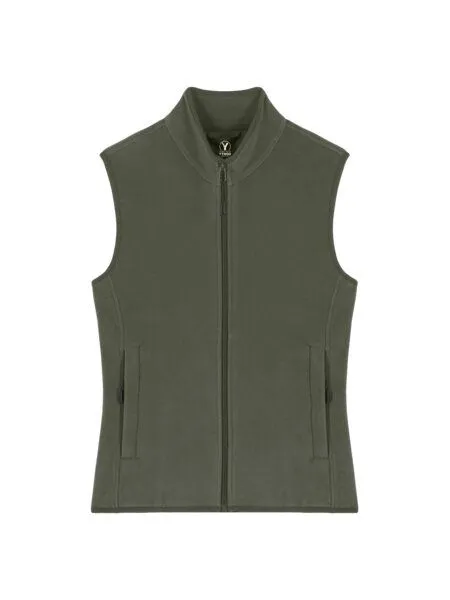 YTWOO YTWOO Damen ärmellose Fleecejacke enganliegend aus 100% recyceltem Polyester, Khaki, – Produktbild 3 von 4