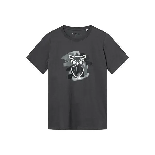 KnowledgeCotton Apparel KnowledgeCotton Apparel T-Shirt mit Eulen Print aus Bio-Baumwolle, Grau (gray pinstripe), – Produktbild 3 von 3
