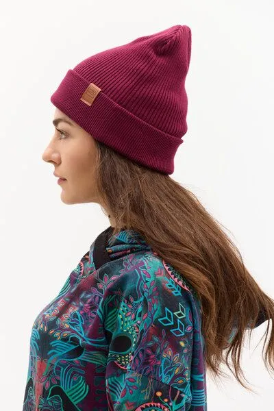 KOKOworld Mütze Peak Knit – Fairtrade Cotton – Klassische Beanie – Warm – Unisex – KOKOworld, Wine (burgundy), – Produktbild 3 von 4