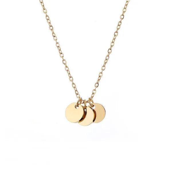 ELEKTROPULLI Kreis Kette mit 2,3 oder 4 Münzen in 6mm mit 42+8 cm langer Kette von Elektropulli, Gold 3er, – Produktbild 1 von 1