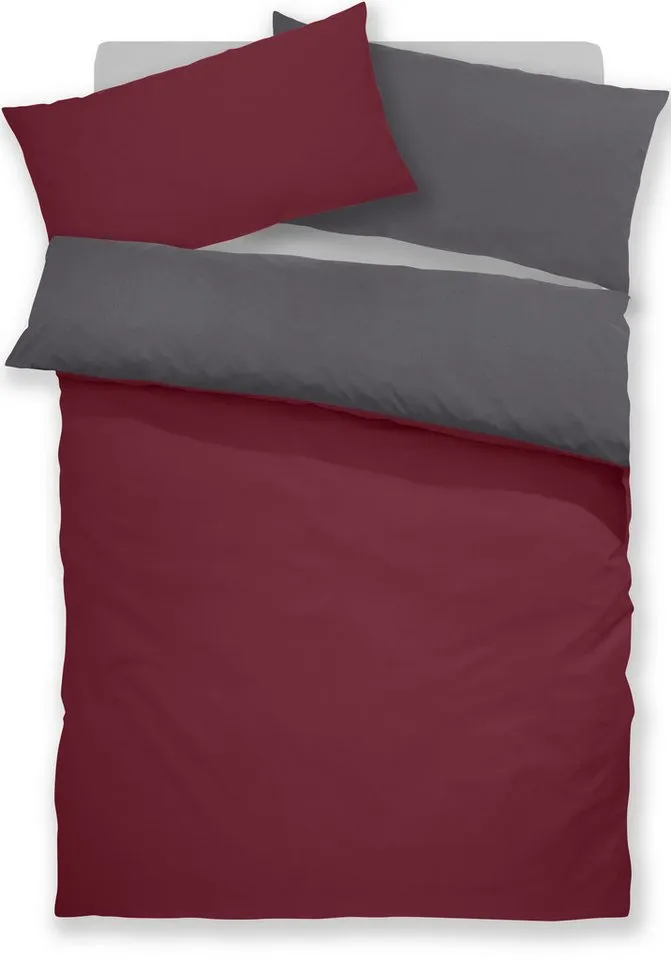 OTTO home Wendebettwäsche Desner2 100% Microfaser, extra weich, allergikerfreundlich, Microfaser, 2 teilig, Premium Qualität, uni, schnell trocknend, pflegeleicht, ab 135x200 cm, Rot, – Produktbild 5 von 7