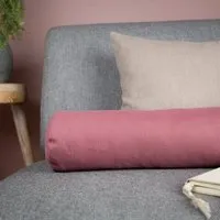 nahtur-design nahtur-design Nackenrolle mit Bezug aus 100% Leinen und Füllung mit Merinowolle oder Dinkelspelz, Rosa, – Produktbild 2 von 4