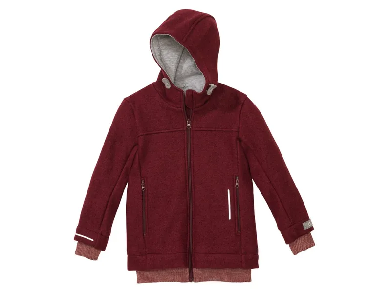 Disana Disana Kinder Jacke mit Kapuze Bio-Merinowolle Walk Qualitä cassis Gr. 98/104, Lila, – Produktbild 1 von 1