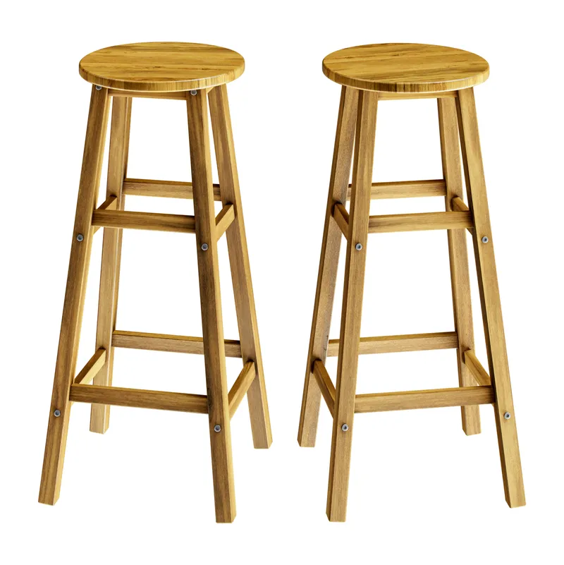 Casaria® Barhocker 2er-Set Akazienholz 76x34x34cm, Braun, – Produktbild 1 von 2