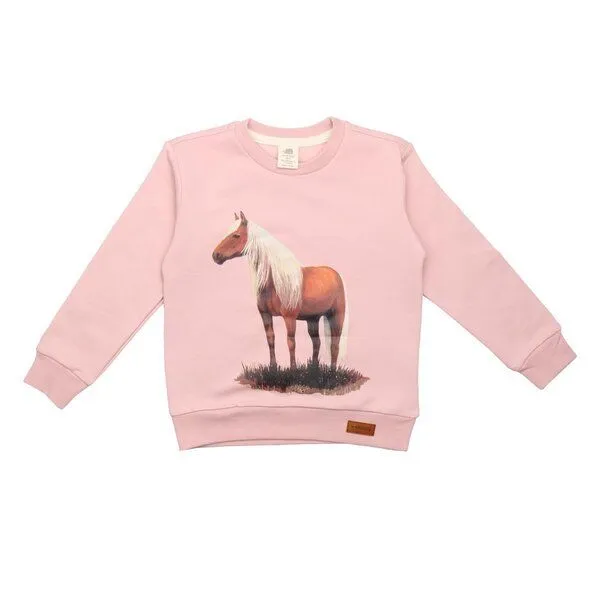 Walkiddy Baby Sweatshirt GOTS-zertifiziert aus Bio-Baumwolle rosa mit Pferde-Motiv – Walkiddy – Produktbild 1 von 2