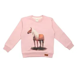 Walkiddy Baby Sweatshirt GOTS-zertifiziert aus Bio-Baumwolle rosa mit Pferde-Motiv – Walkiddy – Produktbild 1 von 1