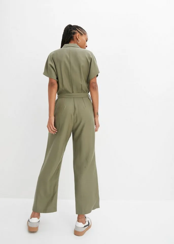 bonprix Jumpsuit aus Lyocell, mit Hemdblusenkragen, Grün, – Produktbild 2 von 5
