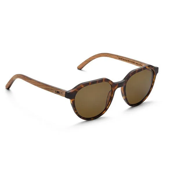 TAKE A SHOT TAKE A SHOT Holz Sonnenbrille für Herren und Damen mit Flattop Design, Braun (havana/kirsche/braun), – Produktbild 2 von 4