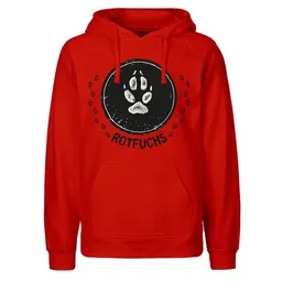 HANDGEDRUCKT HANDGEDRUCKT "Trittsiegel RotFuchs" Männer Hoody aus reiner Biobaumwolle (kbA) – Produktbild 1 von 1