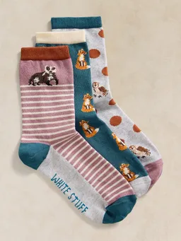 White Stuff 3er-Pack Socken mit Waldtieren - 39-41 – Produktbild 1 von 1