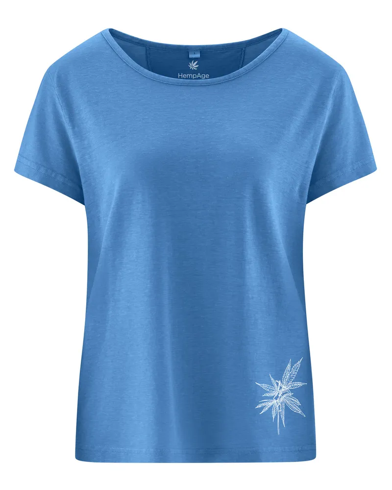 HempAge Hempage Damen vegan T-Shirt Aus Hanf Mit Aufdruck Ozeanblau, Blau, – Produktbild 2 von 2
