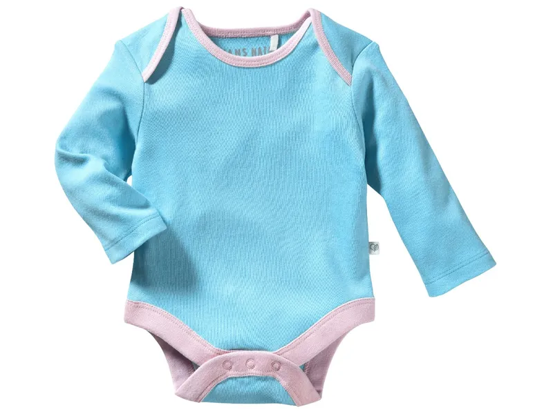 HANS NATUR Baby Langarmbody Bio-Baumwolle türkis Gr. 50/56, Türkis, – Produktbild 1 von 1
