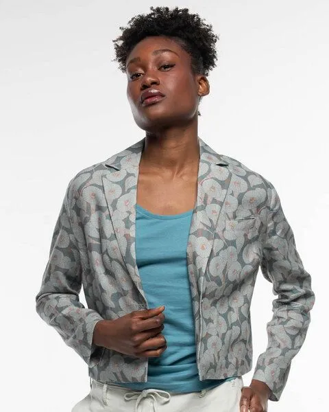 Alma & Lovis Alma & Lovis Kurzer Print-Blazer aus reinem Leinen | Calla Blazer, Jaspis (grau-blau), – Produktbild 1 von 4