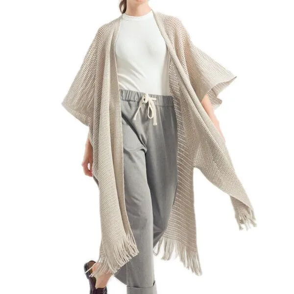 Rifò - Circular Fashion Made in Italy Rifò - Circular Fashion Made in Italy Brisa Netz-Cardigan aus recycelter und Bio-Baumwolle, Ecru, – Produktbild 1 von 2