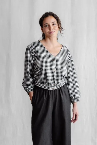 Jyoti - Fair Works Jyoti - Fair Works Bio-Baumwoll Bluse Sahay Kariert, Kariert, – Produktbild 2 von 4