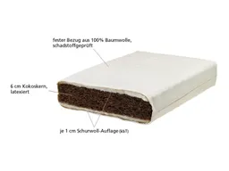 Lonsberg Lonsberg Kindermatratze mit latexiertem Kokoskern 60x120 cm – Produktbild 1 von 1