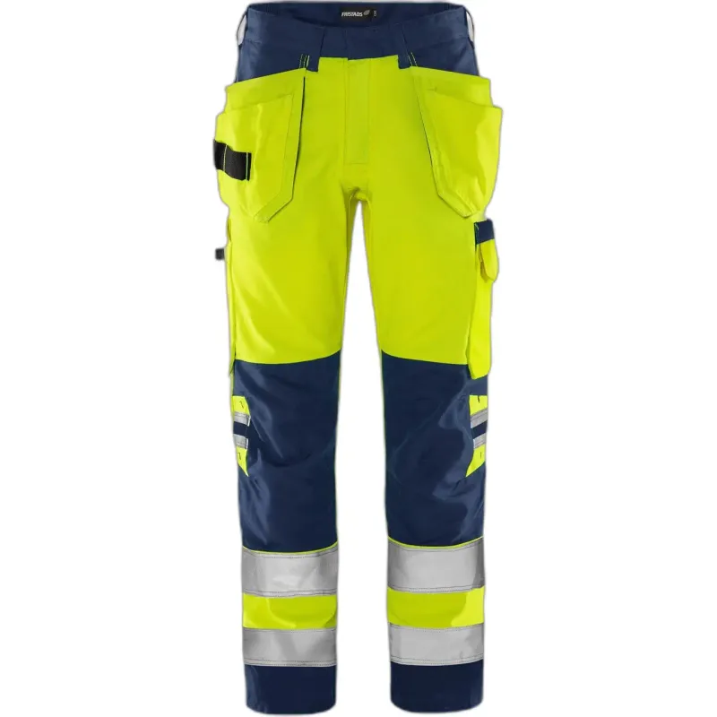 Fristads Hochsichtbare Arbeits Hose Klasse 2 Fristads Green 2641 GPLU, Gelb, – Produktbild 2 von 2