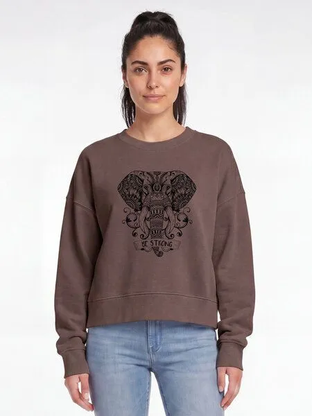 watapparel watapparel Sweatshirt Frauen Mandala Elephant, Mocha, – Produktbild 2 von 2