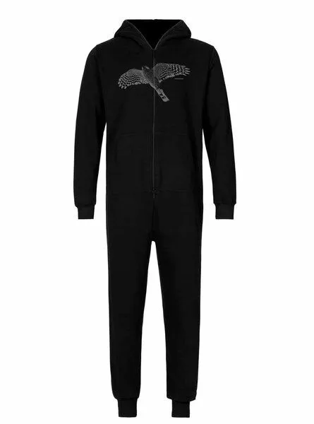 Peaces.bio - handbedruckte Biomode Peaces.bio - handbedruckte Biomode Jumpsuit Sperber Damen, Schwarz, – Produktbild 1 von 2