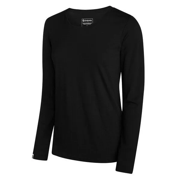 Kaipara - Merino Sportswear Kaipara - Merino Sportswear Merino Langarm Unterhemd Damen Regular 200 weiter Halsausschnitt, Schwarz, – Produktbild 2 von 2