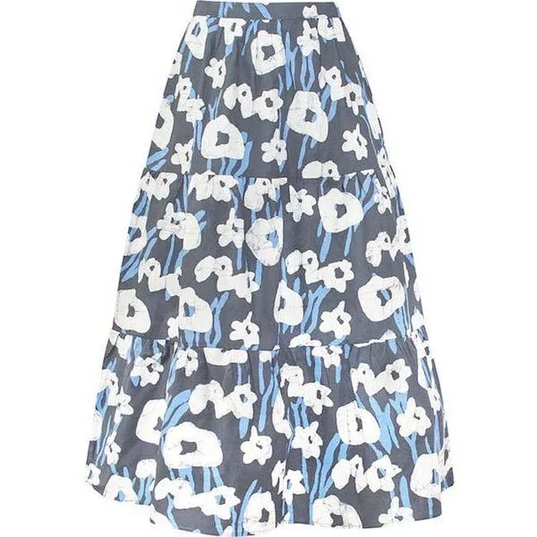 Global Mamas Global Mamas Bio Rock - TIERED, Painted floral (charcoal), – Produktbild 1 von 3