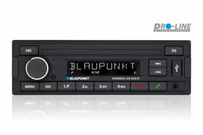Blaupunkt Blaupunkt Nürnberg 200 DAB BT Bluetooth 1-DIN Radio DAB Autoradio (RDS, AM/FM Radio, Animiertes Display, 1 DIN), Schwarz, – Produktbild 1 von 3