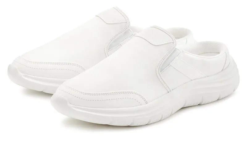 John Devin John Devin Clog, Pantolette, Schlappen, Slipper, Slip-On-Sneaker Sabot mit leichter Sohle, Unisex VEGAN, Weiß, – Produktbild 2 von 5