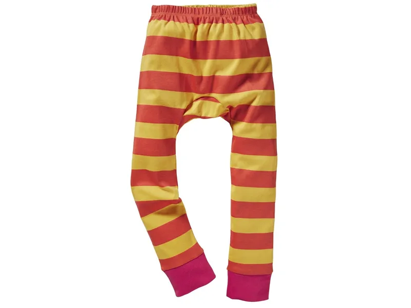 HANS NATUR Kinder Unterhose lang Bio-Baumwolle Blockstreifen Koralle Gr. 110/116, Rot, mehrfarbig, – Produktbild 1 von 2