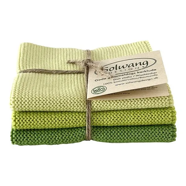 Solwang Design Solwang Design 3er-Set Spültücher aus 100% Biobaumwolle, Hell-grün kombi, – Produktbild 1 von 2