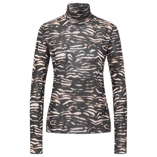 LANIUS LANIUS Rollkragenshirt, Print animal stripes rose, – Produktbild 1 von 4