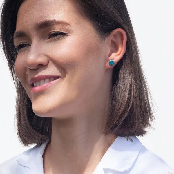 ALEXASCHA ALEXASCHA Kleine Glas Ohrstecker Rund, Malachitgrün, – Produktbild 2 von 3