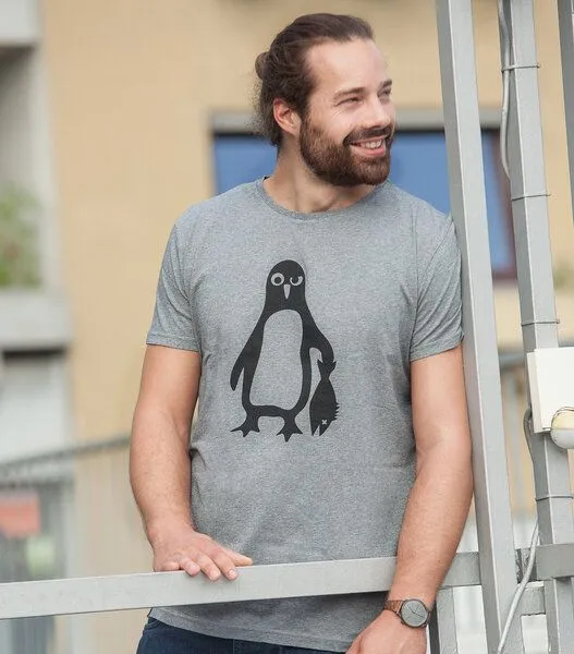 päfjes päfjes Pinguin Paul - Fair Wear Männer Bio T-Shirt, Grau, – Produktbild 2 von 4