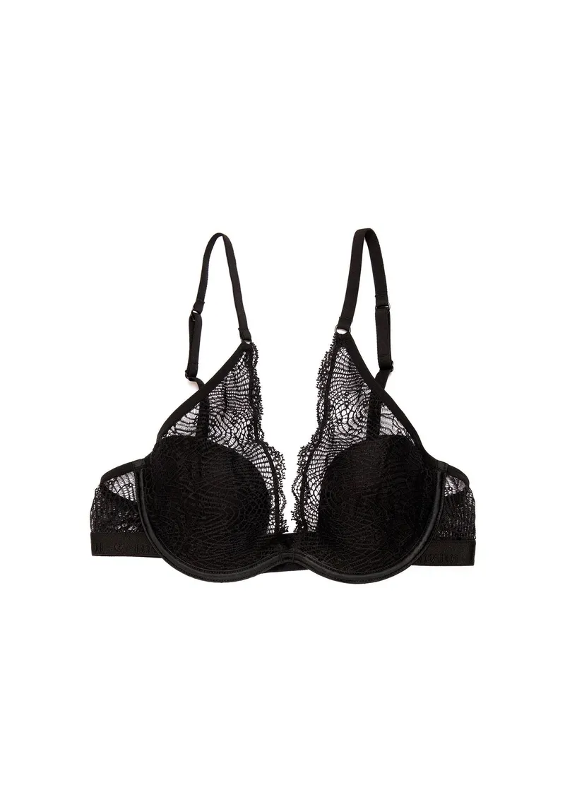 Lovjoi LOVJOI Damen vegan Bh Silber Spitze Wein Schwarz, Schwarz, – Produktbild 1 von 2